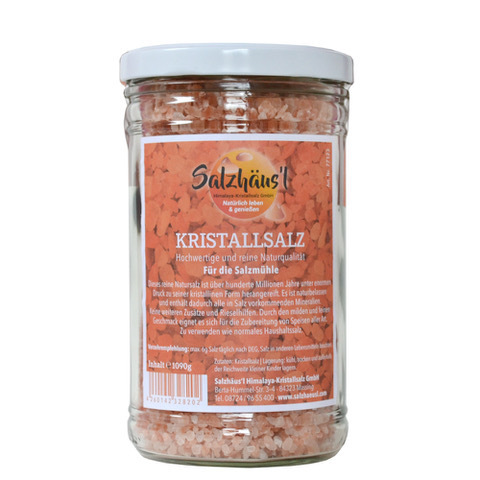 Kristallsalz Salz rosa granuliert SALZHÄUSL / 1.090 g Glas Mühle
